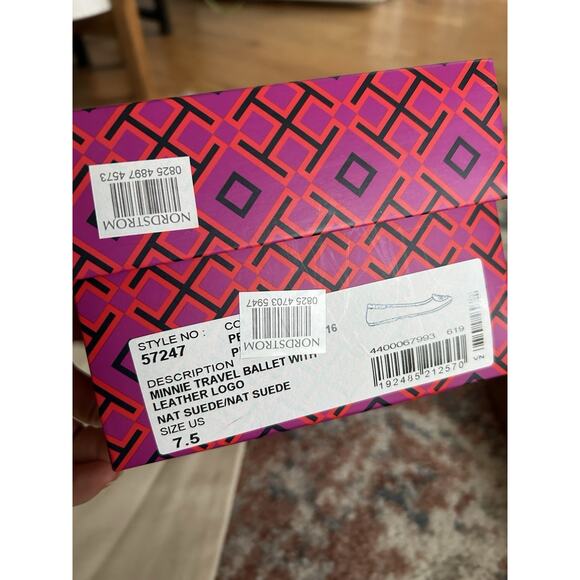 tory burch suede Logo Tan flats Size 7.5 - Picture 6 of 7